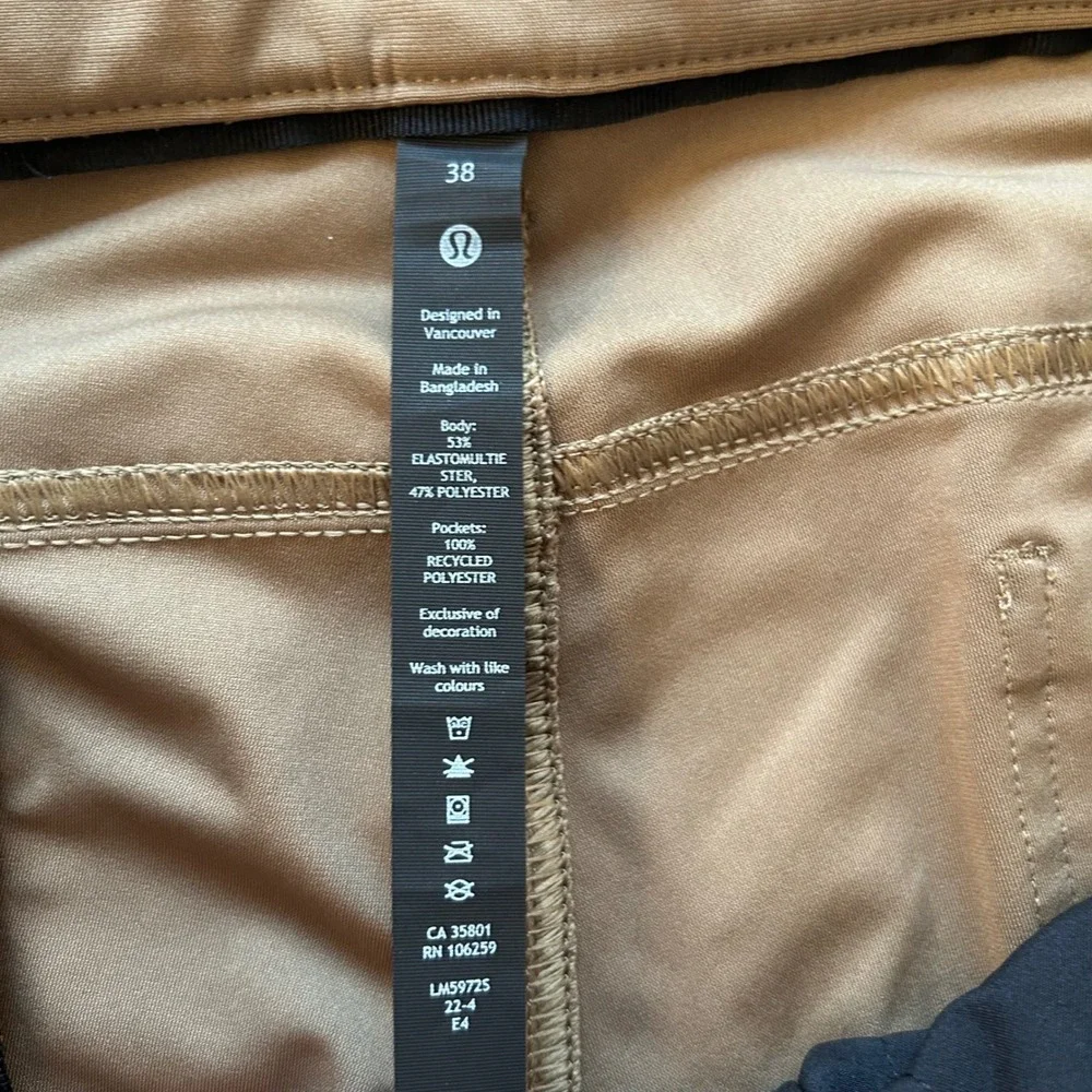 Lululemon ABC Commission Pants 38 Khaki Brown Technical Chino Casual Gorpcore